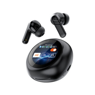 Auriculares bluetooth con cancelación de sonido y case con display