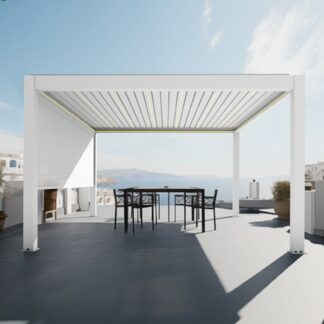 Pérgola con persianas de aluminio