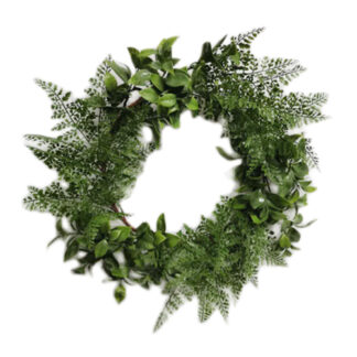 Decoracion corona de hojas verdes 45cm